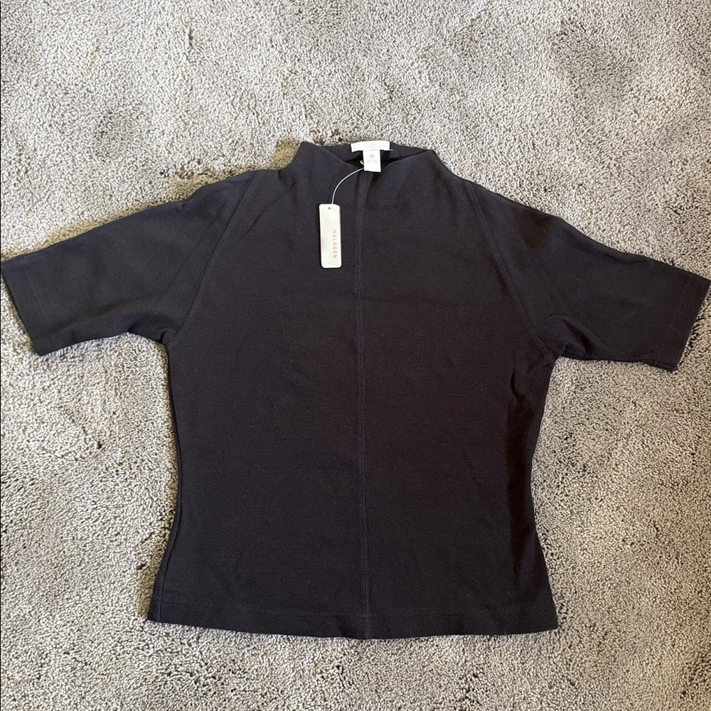 Halogen Rib Mock Turtleneck Short sleeve top NWT